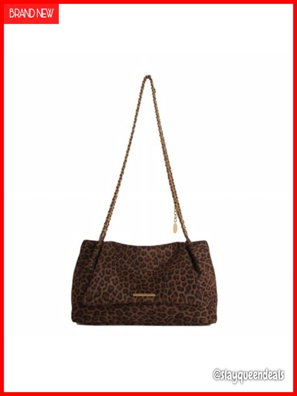 Leopard Print Suede Hobo Shoulder Bag with Chain Strap